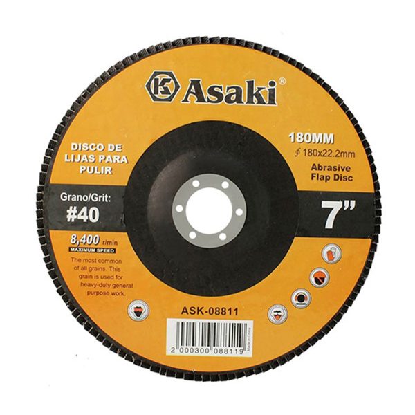 Disco flap 7" (180mm) grano 40 metales generales ASAKI