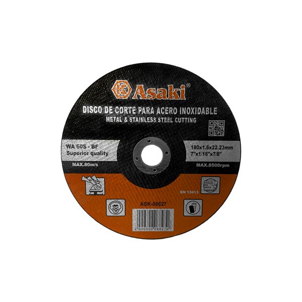 Disco de corte inox 7" (180X1.6MM) WA 60S - BF ASAKI
