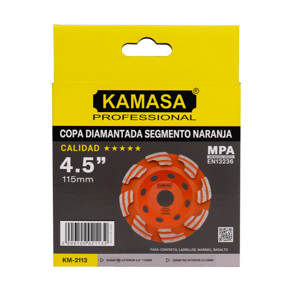 Disco copa diamantado triple segmento 4.5" (115MM) naranja KAMASA***** - Imagen 3
