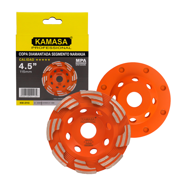 Disco copa diamantado triple segmento 4.5" (115MM) naranja KAMASA***** - Imagen 4