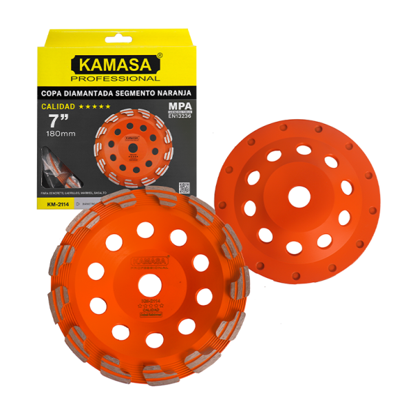 Disco copa diamantado triple segmento 7" (180MM) naranja KAMASA***** - Imagen 3
