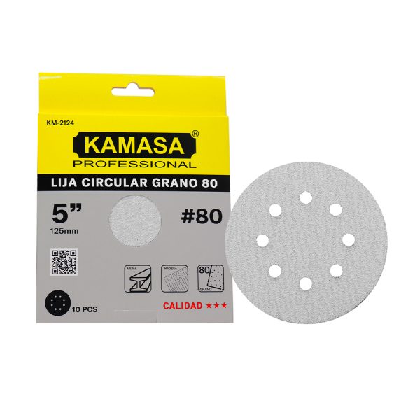 Juego de lija circular 5"/125mm  10PCS P80 - Imagen 3