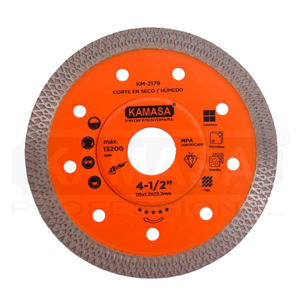 Disco diamantado trenzado 4.5" ULTRA FINO NARANAJA ***** KAMASA
