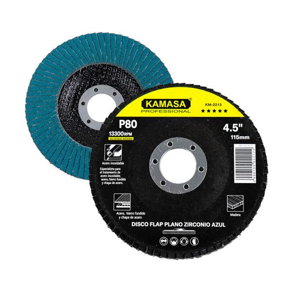 Disco flap 4.5" (115MM) P80 plano zirconio azul P/inox ***** - Imagen 2