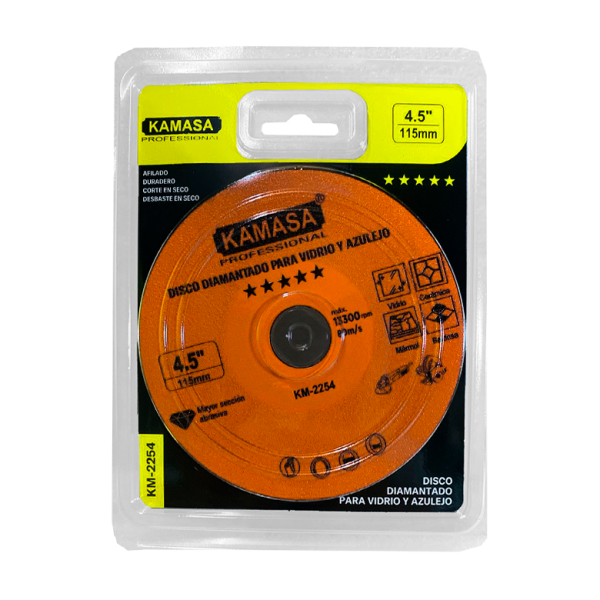 Disco diamantado para vidrio  y azulejos 4.5" (115mm) naranja *****KAMASA - Imagen 2