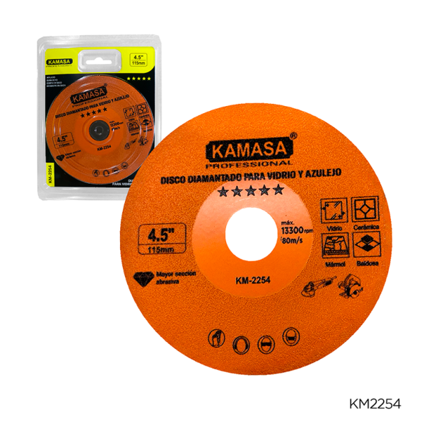 Disco diamantado para vidrio  y azulejos 4.5" (115mm) naranja *****KAMASA - Imagen 3